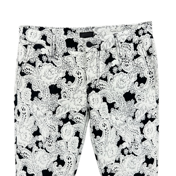 MOTHER The Looker Prep Pants Lace Look Made in USA Black White - Picture 4 of 12